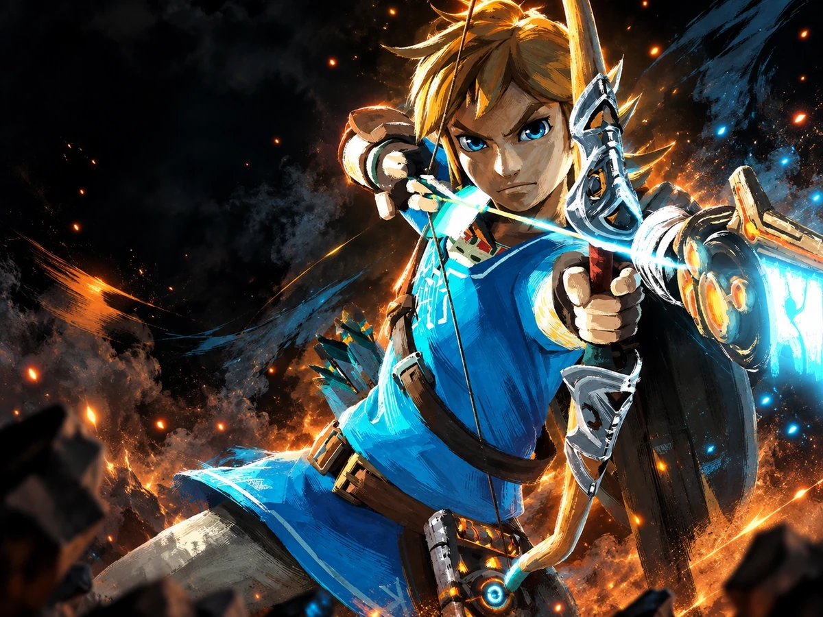 Héroe de videojuego con arco
